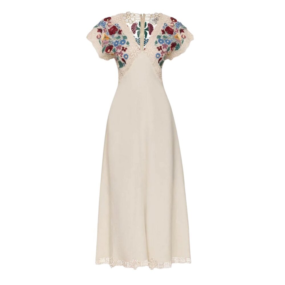 Sea New York Katharine Embroidered V-Neck Dress